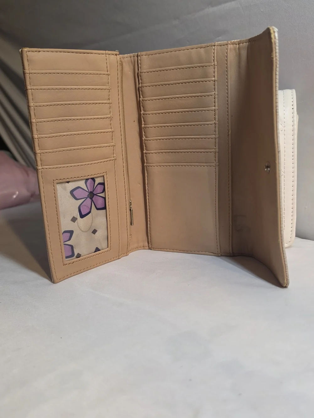 GUESS Orange Wallet with Beige Trim and Gold Accents